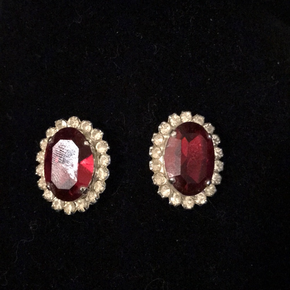 Ruby rhinestone earrings